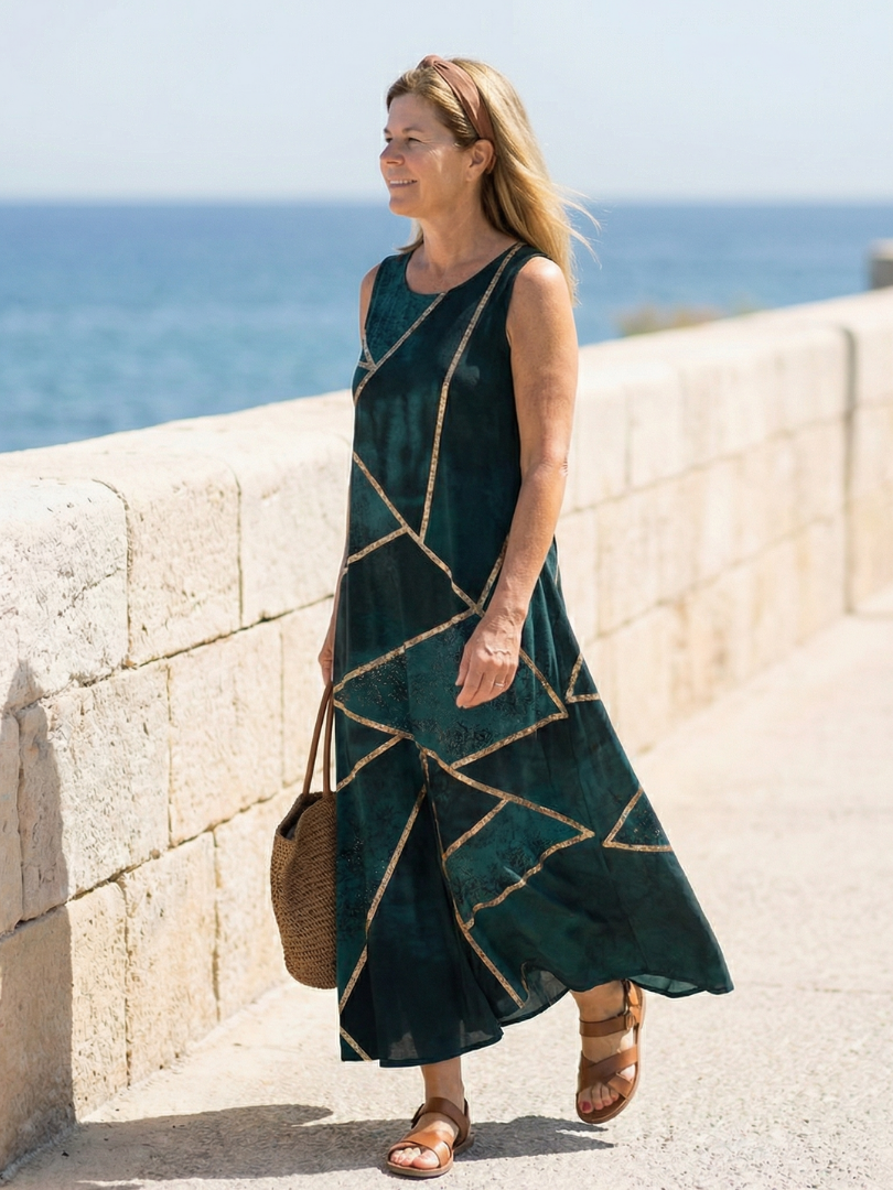 Seaside Serenity Flowy Brunch Midi Dress