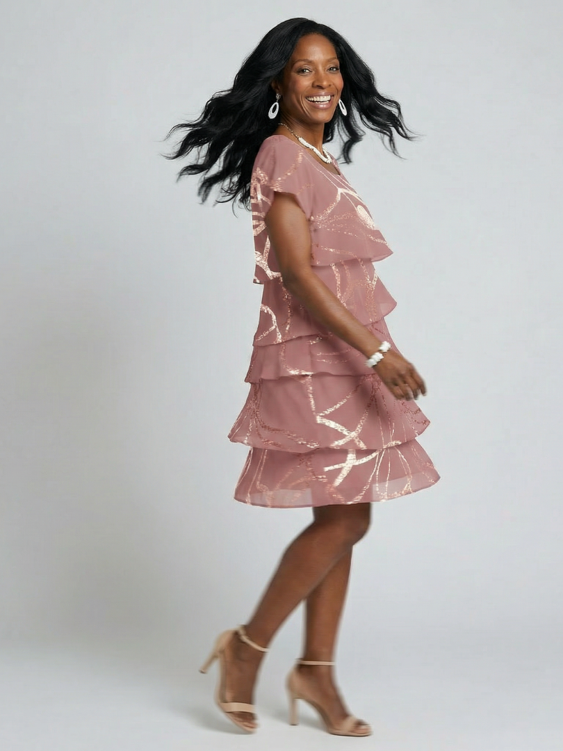 Confident Office-to-Cocktails Abstract Knee-Length Dress