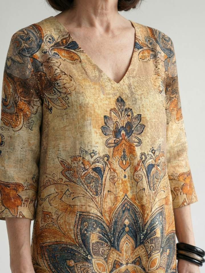 Floral Long-Sleeve Midi Dress
