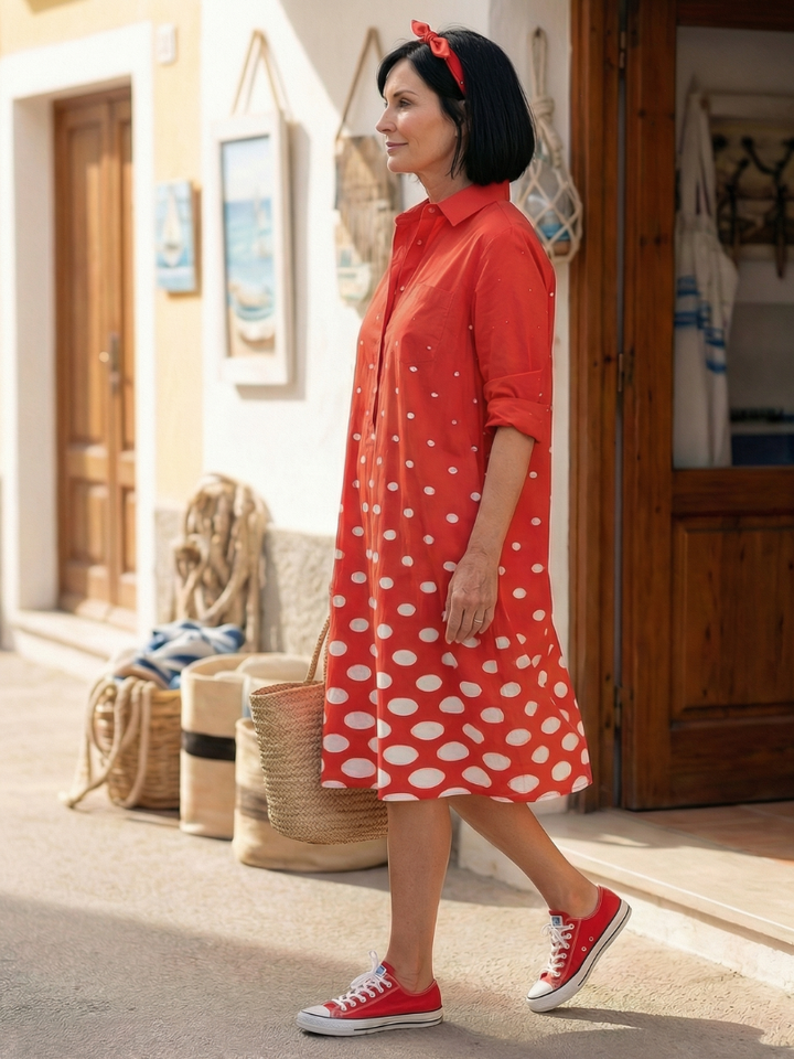 Sunshine Ready Polka Dot Brunch Dress