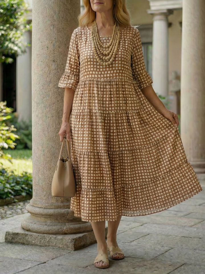 Garden Party Polka Dot Tiered Midi Dress