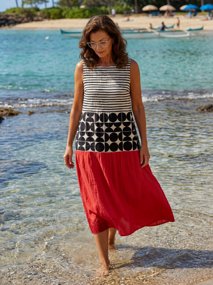 Seaside Brunch Flowy A-Line Midi Dress