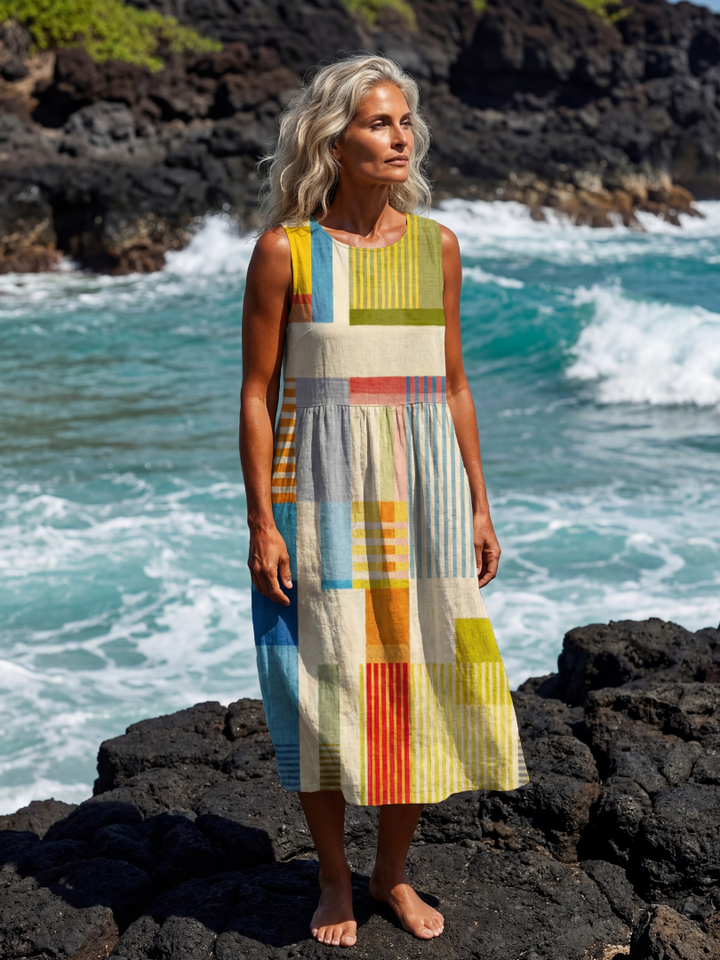 Gallery-Opening Painted Block Midi Dress