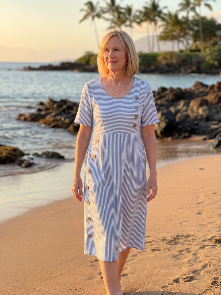 Figure-Flattering Coastal Brunch Midi Dress