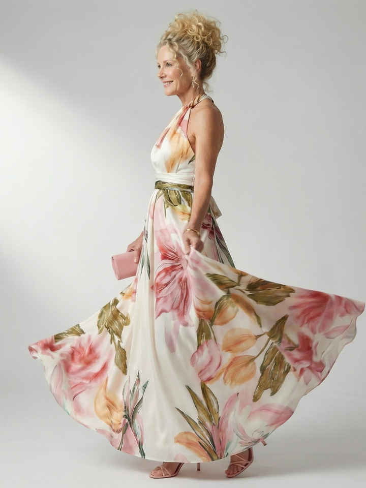 Hibiscus Halter Maxi Dress