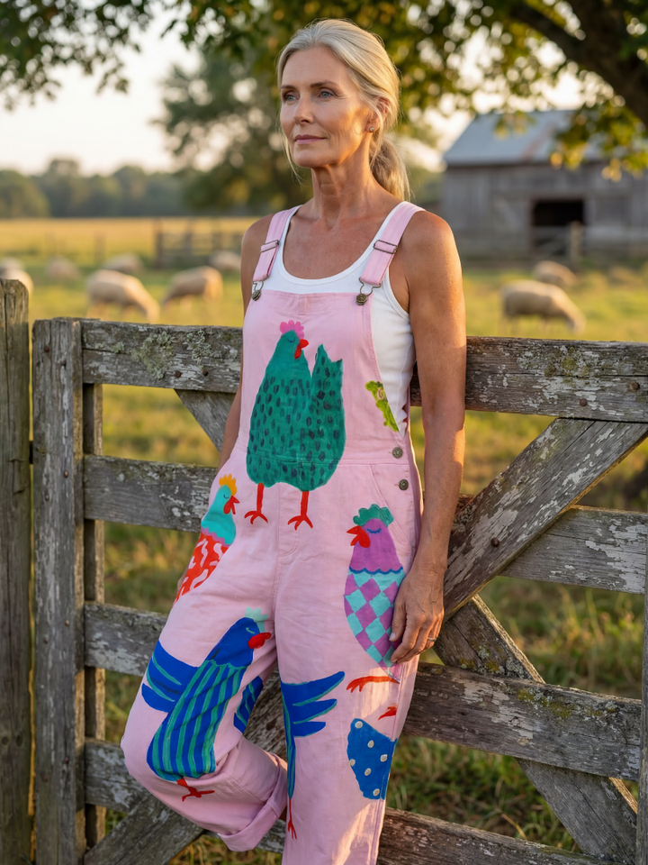 Conversation-Starting Hen-Print Brunch Jumpsuit