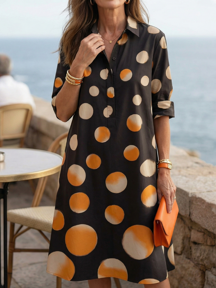 Polka Dot Collared Midi Dress