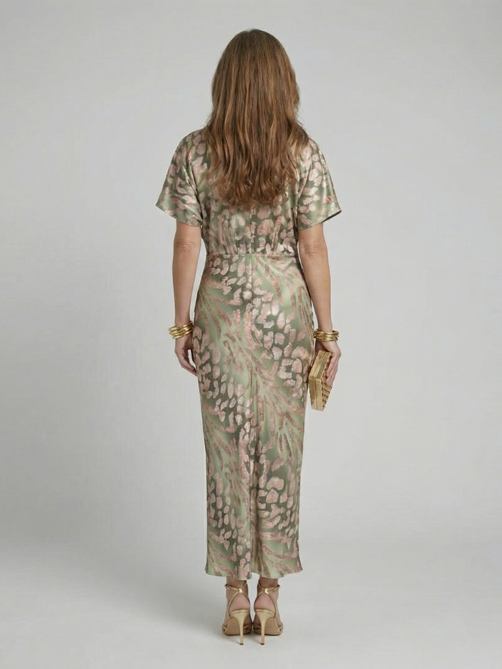 Abstract Print Twist-Waist Midi Dress