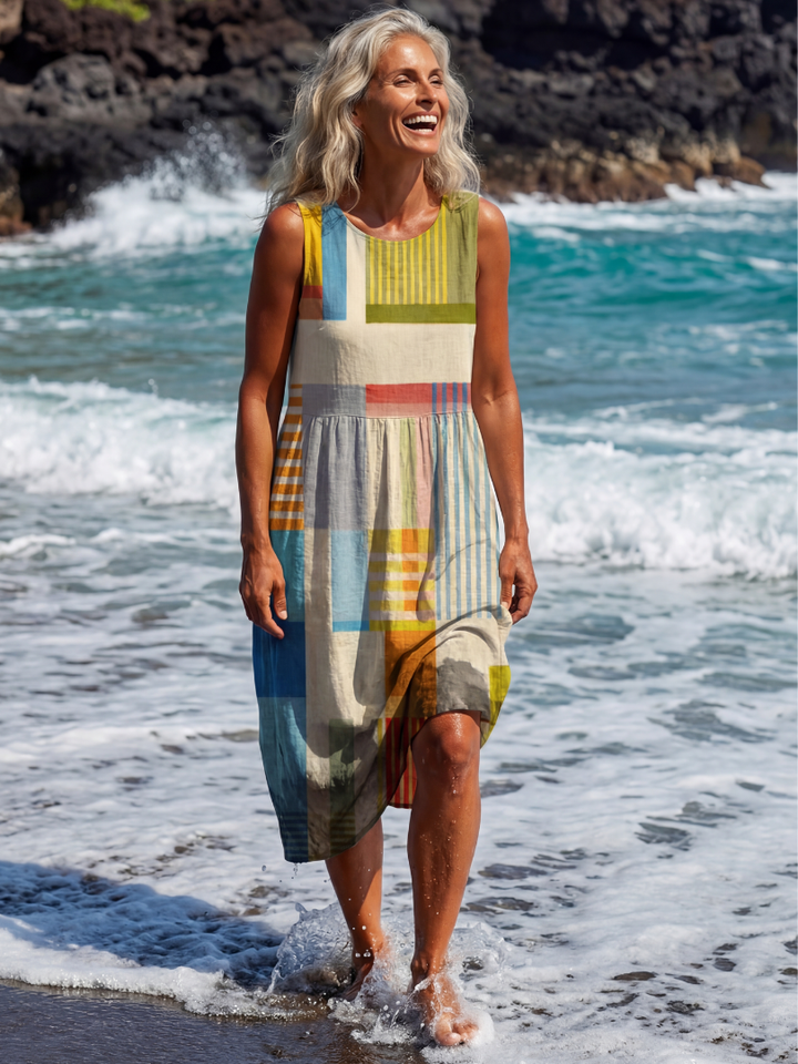 Gallery-Opening Painted Block Midi Dress
