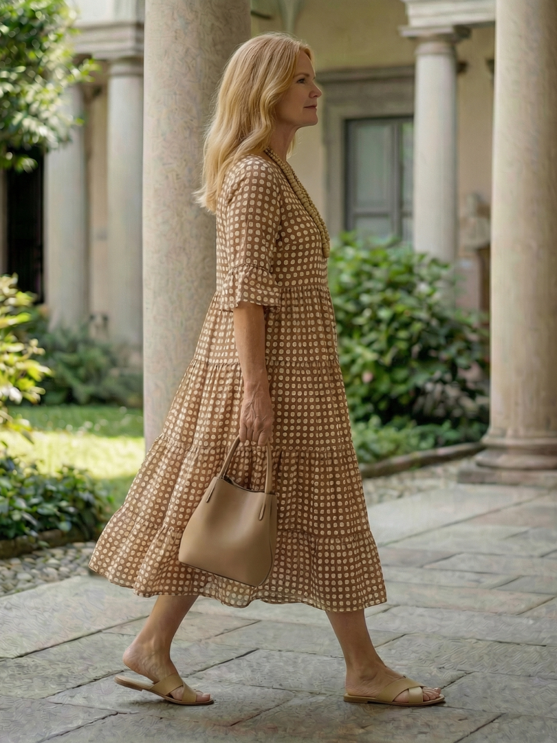 Garden Party Polka Dot Tiered Midi Dress