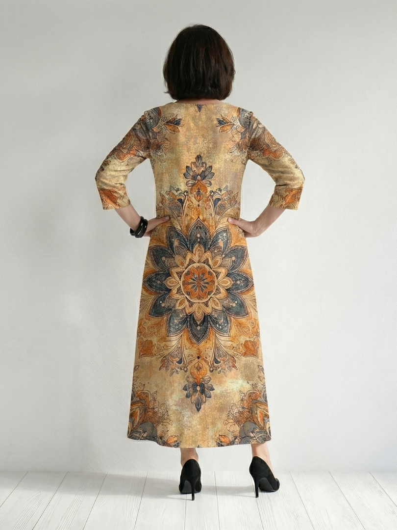Floral Long-Sleeve Midi Dress