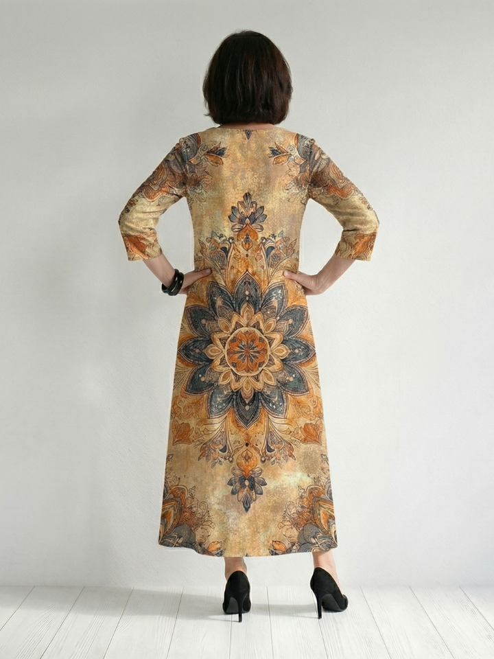 Floral Long-Sleeve Midi Dress