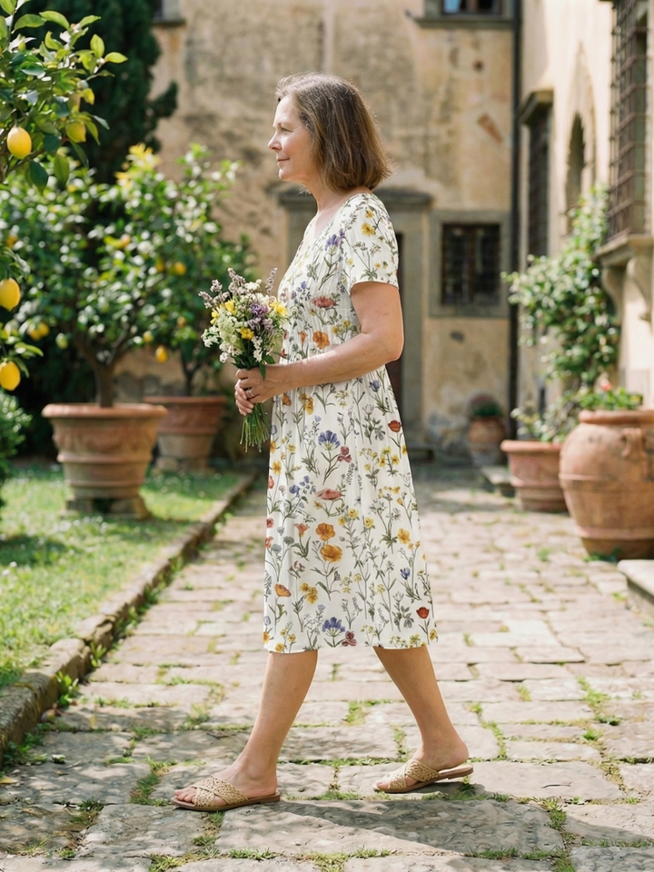 Romantic Wildflower Garden Party Midi Dress