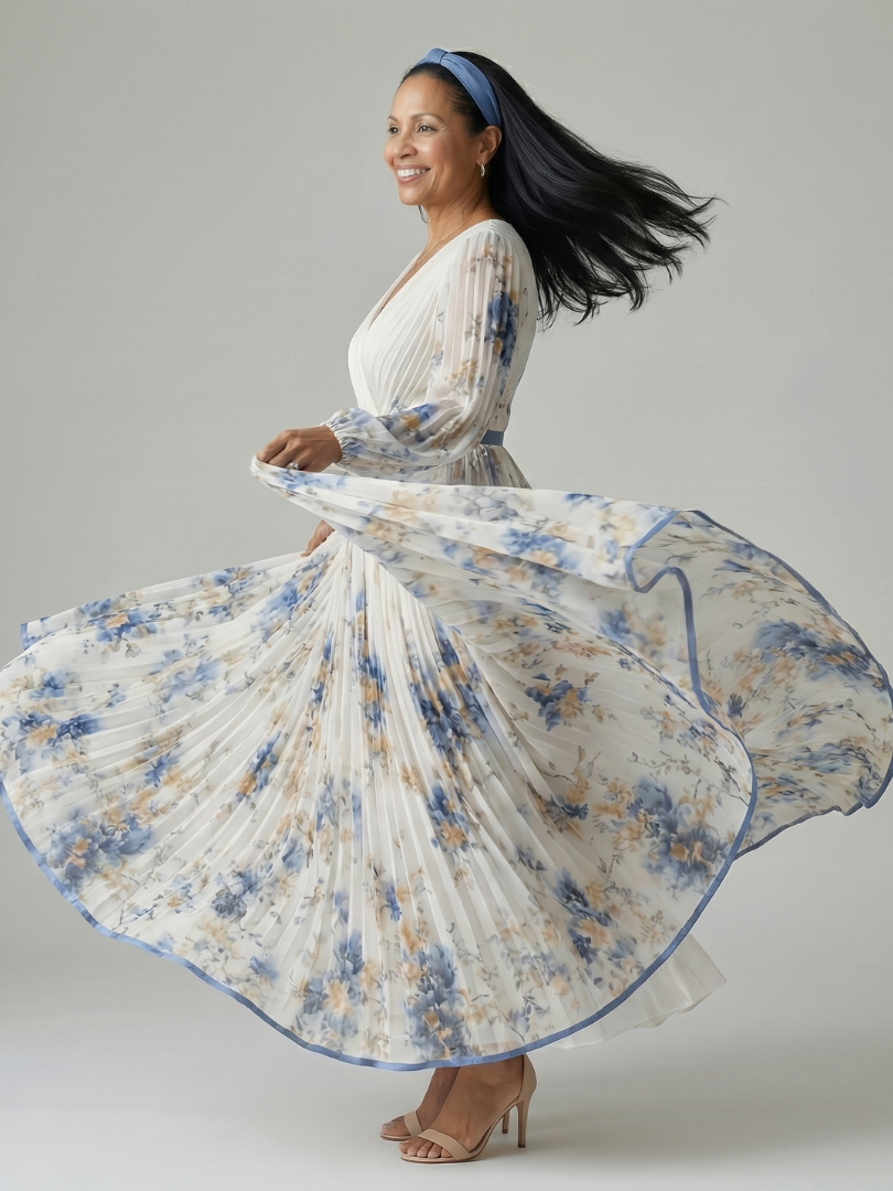 Cornflower Blue Floral Maxi Dress