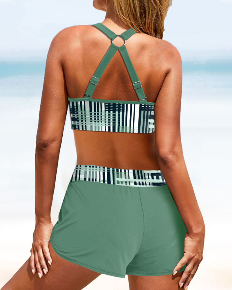 Janette High-Waisted Striped Bikini