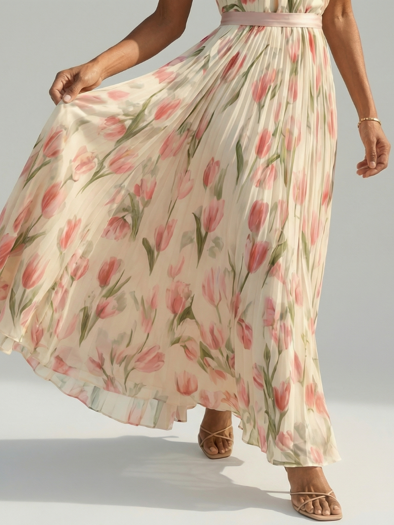 Coral Tulip Halter Maxi Dress