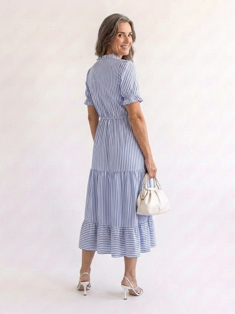 Striped Tiered Midi Dress