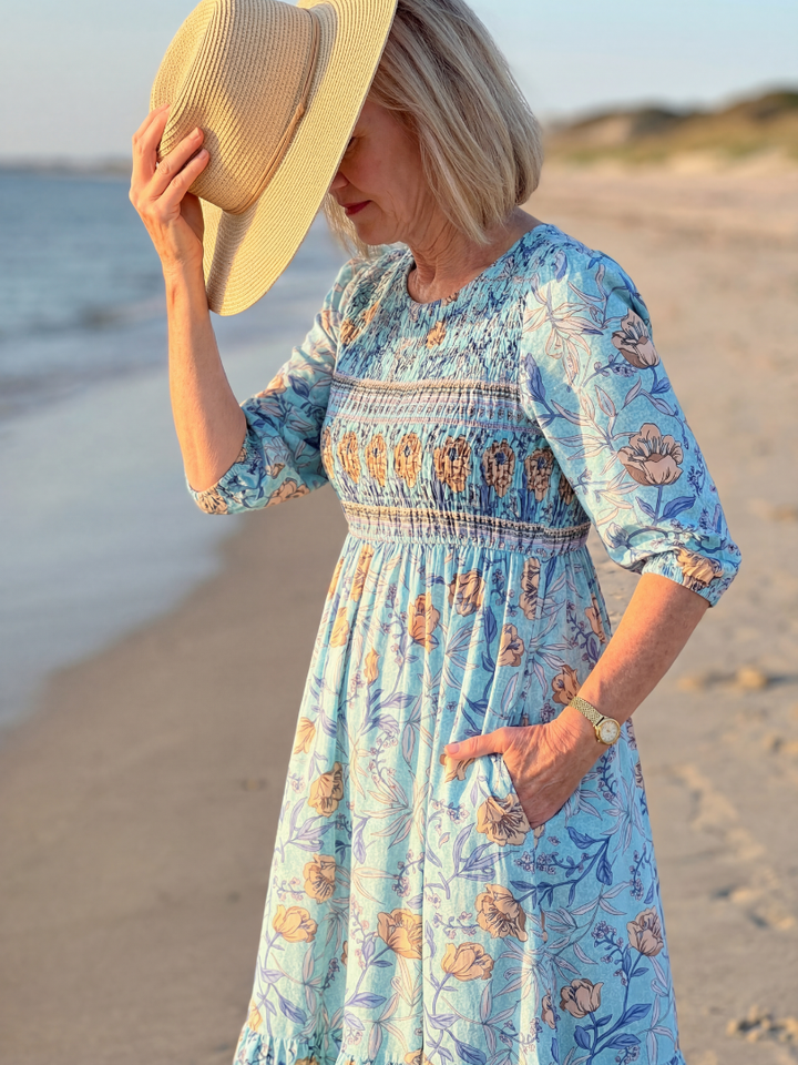 Garden Party Meadow Floral Gathered Midi Dress