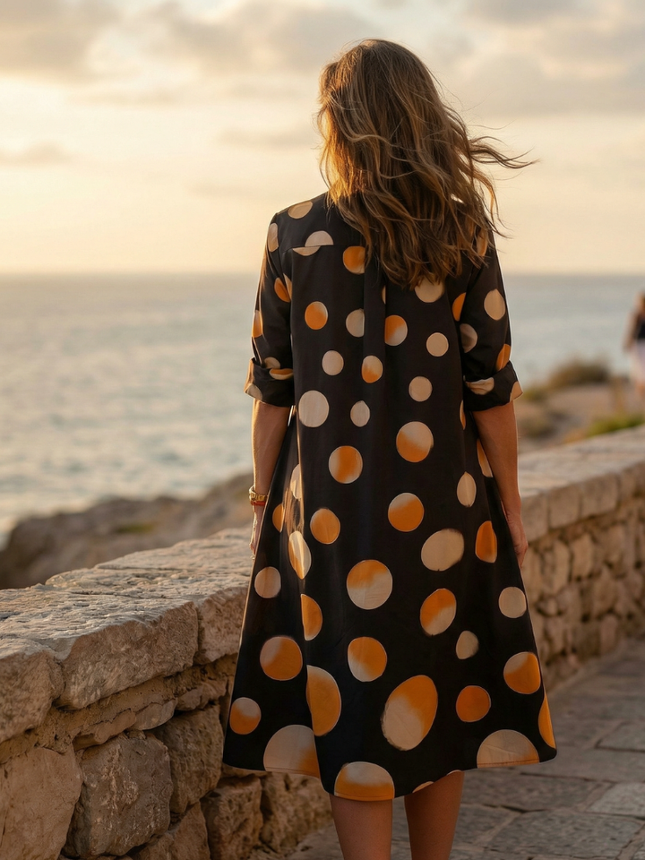 Polka Dot Collared Midi Dress