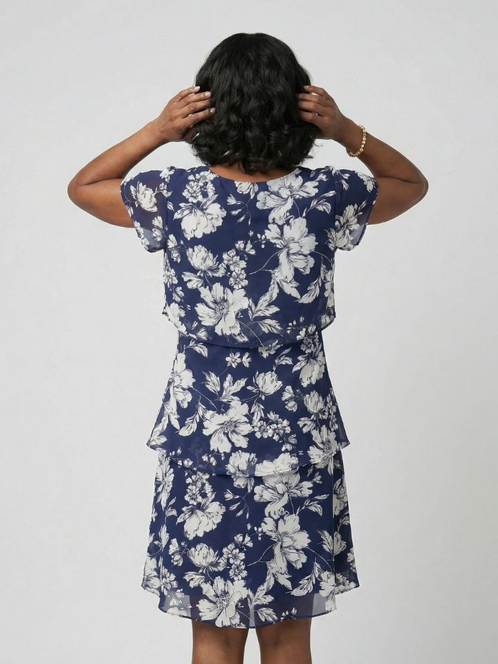 Romantic Garden Party Subtle Floral Knee Length Dress