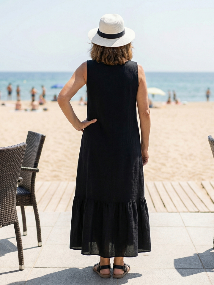 Flattering Draped Midi Dress from Brunch to Dinner