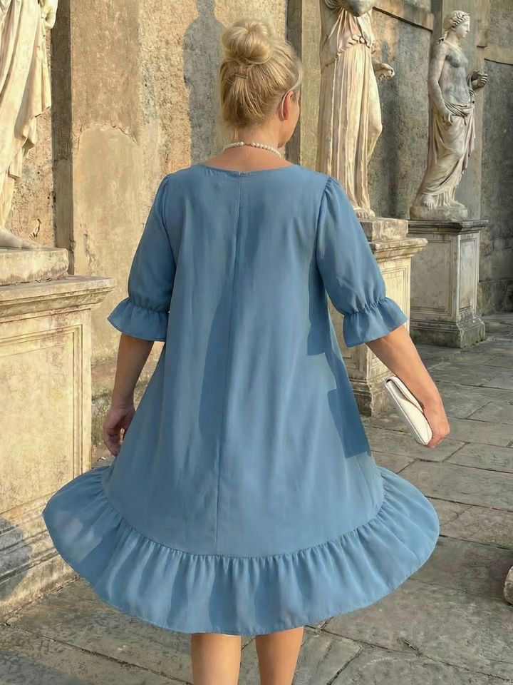 Brunch-Ready Ruffle-Hem Fit-and-Flare Dress