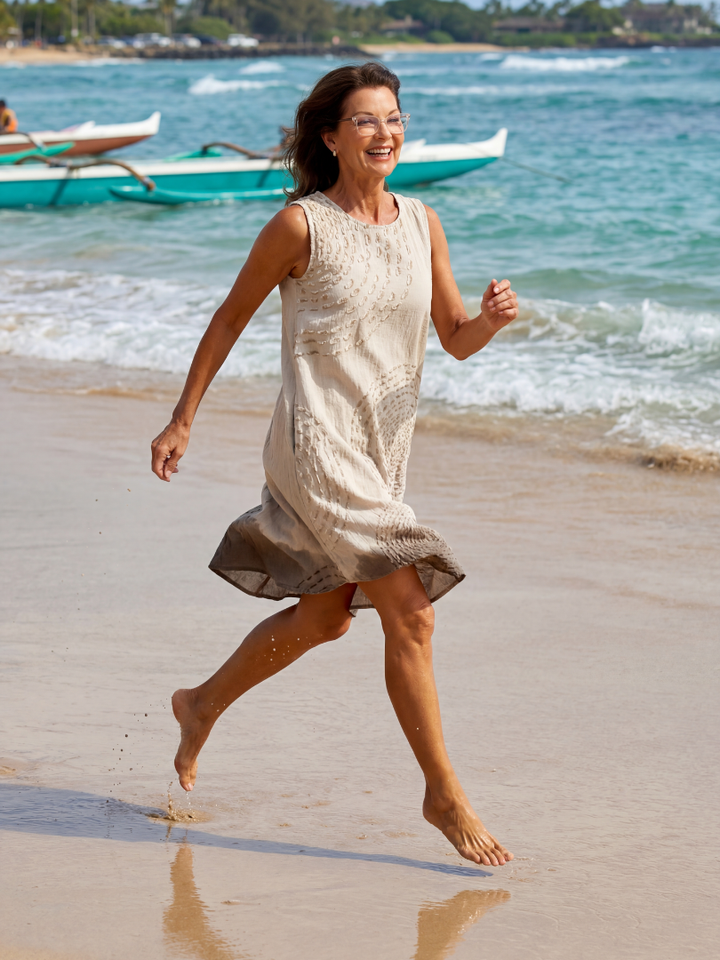 Textured White Midi Dress