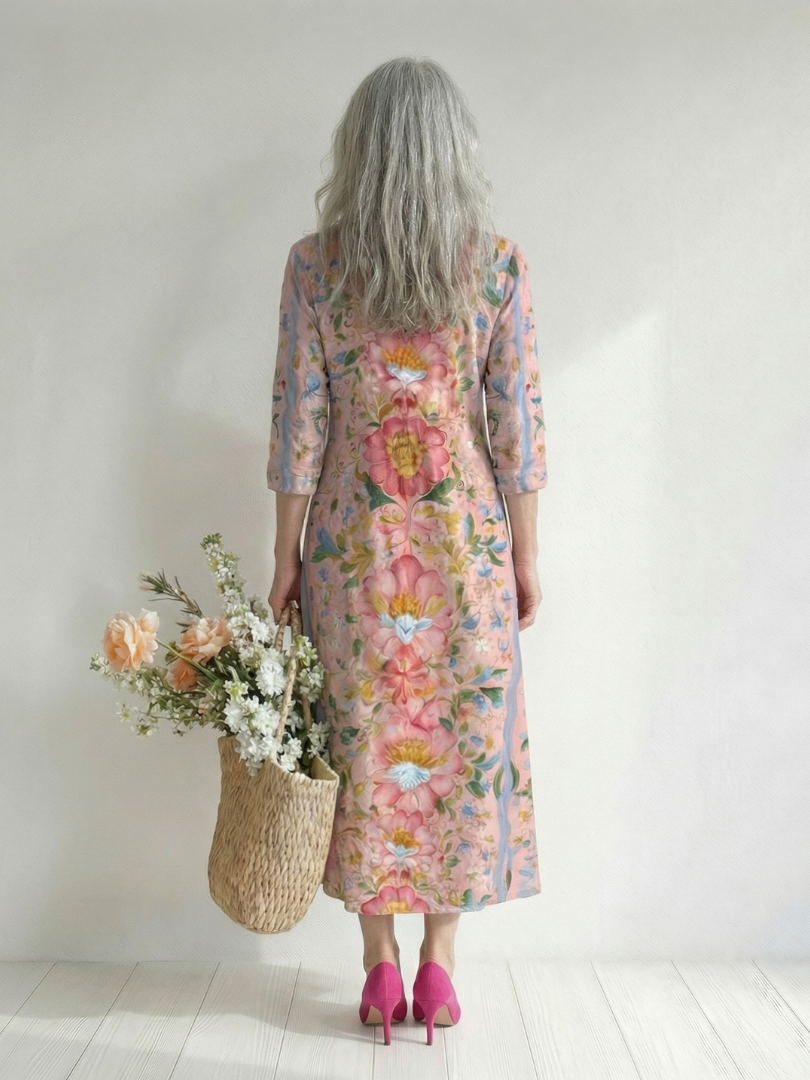 Rose Gold Floral Midi Dress