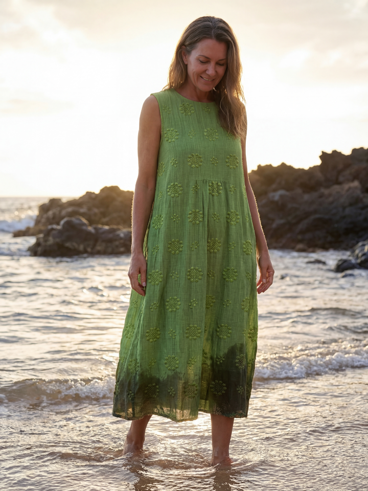 Garden Party Textured Floral Midi Dress