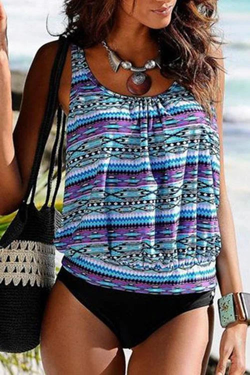 Sierra Aztec-Print Tummy-Control Swimsuit Set