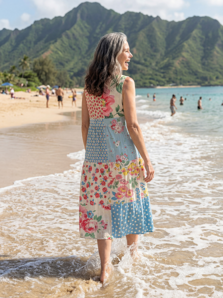 Floral Short-Sleeve Midi Dress