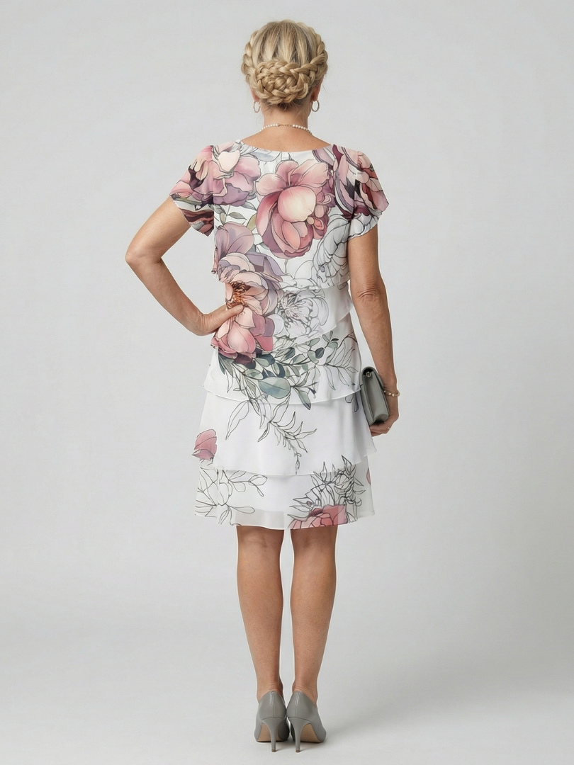 Effortless Garden Party Floral Knee-Length Dress