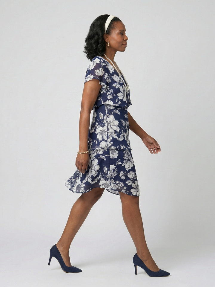 Romantic Garden Party Subtle Floral Knee Length Dress