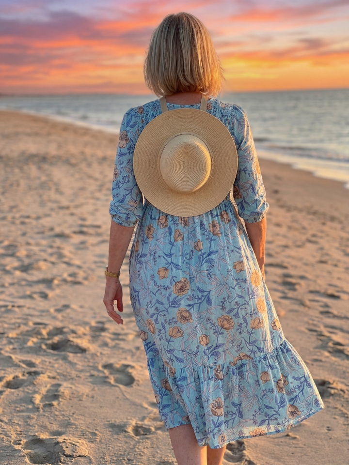 Garden Party Meadow Floral Gathered Midi Dress