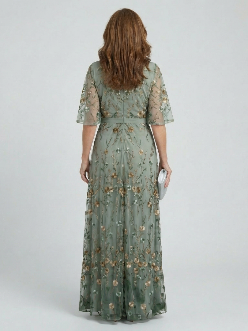 Sage Botanical Tiered Maxi Dress