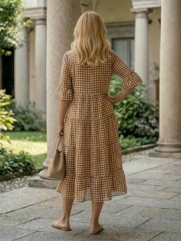 Garden Party Polka Dot Tiered Midi Dress