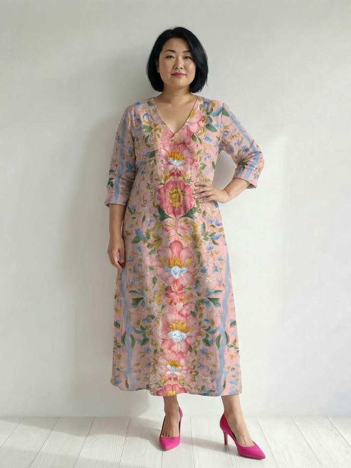 Rose Gold Floral Midi Dress