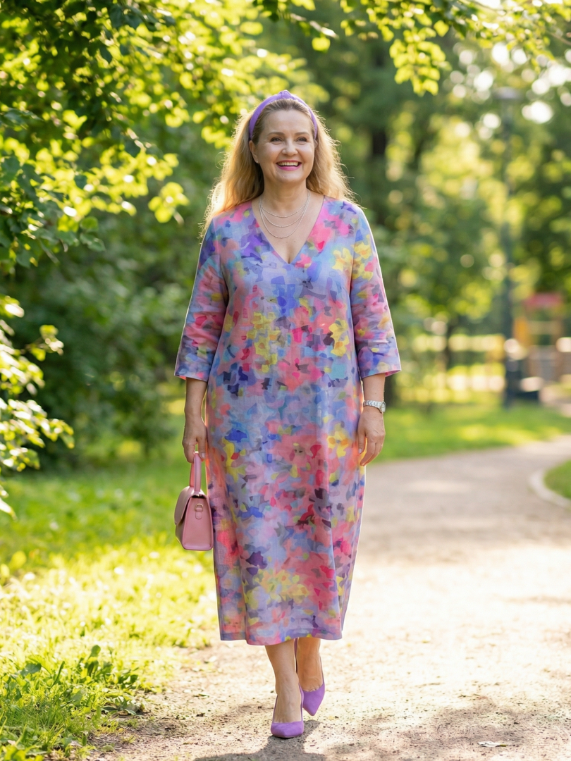Garden Party Abstract Floral Midi Dress