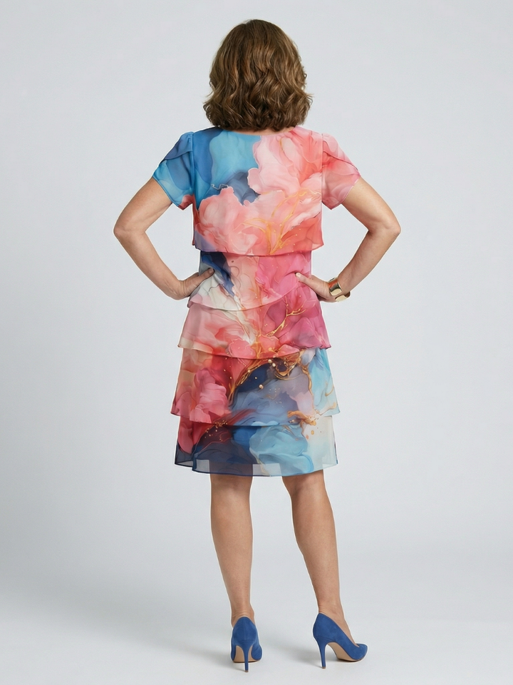 Effortlessly Polished Marble Knee-Length Dress