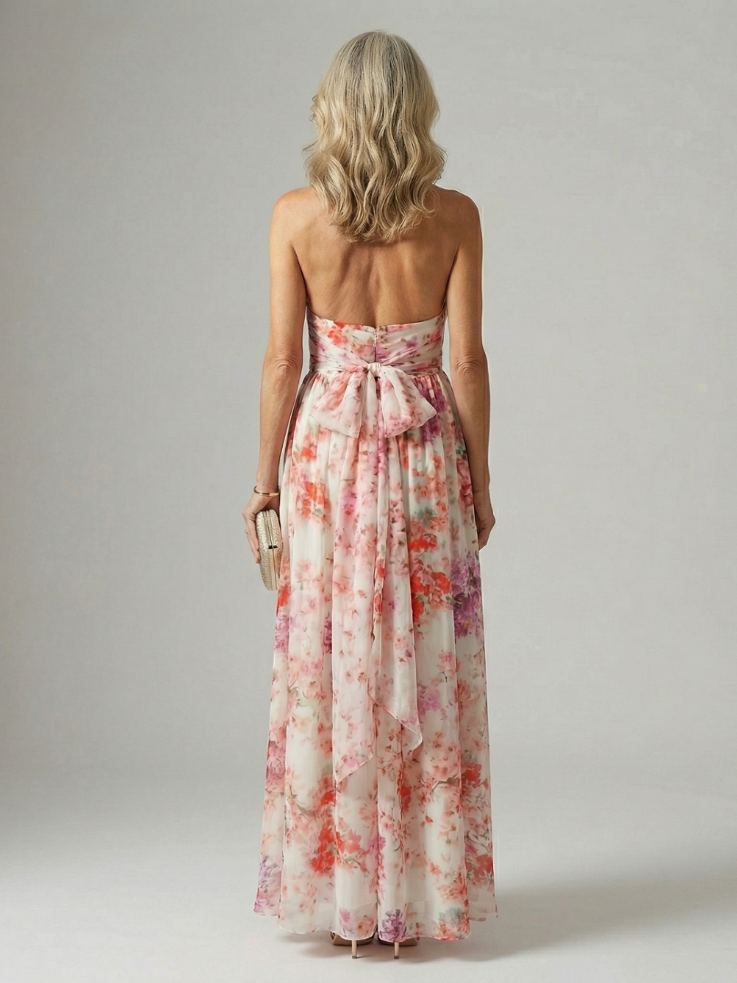 Soft Coral Floral Halter Maxi Dress