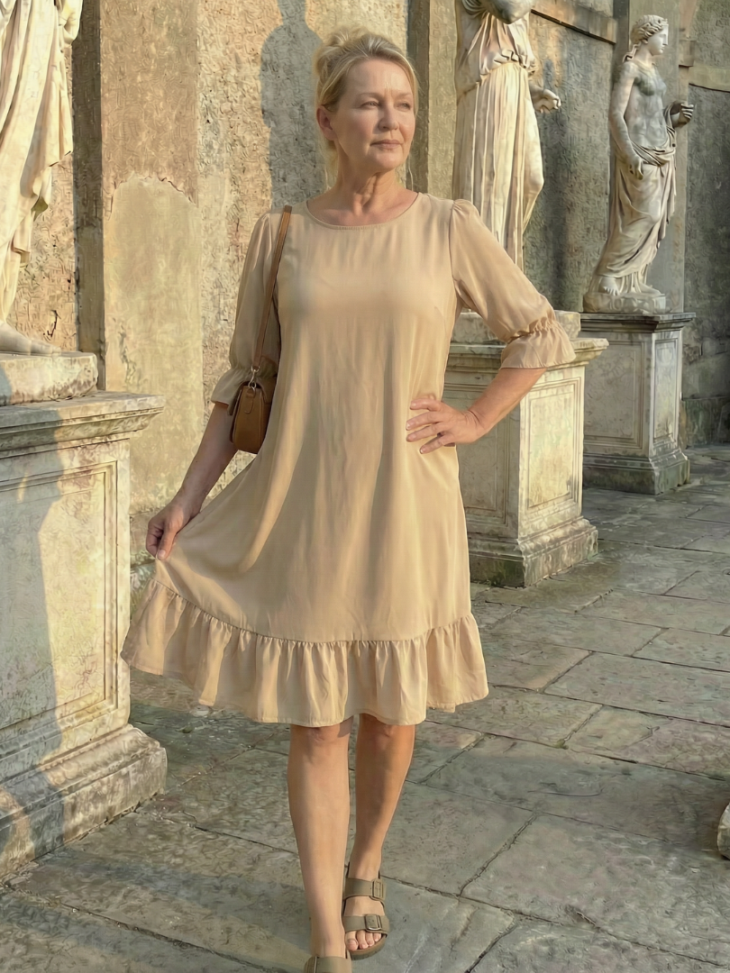 Brunch-Ready Ruffle-Hem Fit-and-Flare Dress