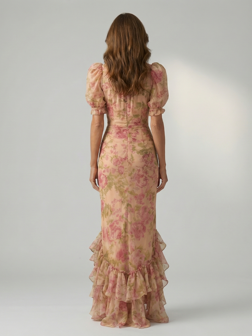 Blush Rose Mermaid Maxi Dress