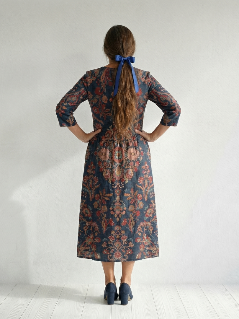 Soft-Knit V-Neck Midi Dress