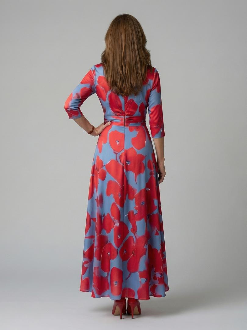 Poppy Print Wrap Midi Dress