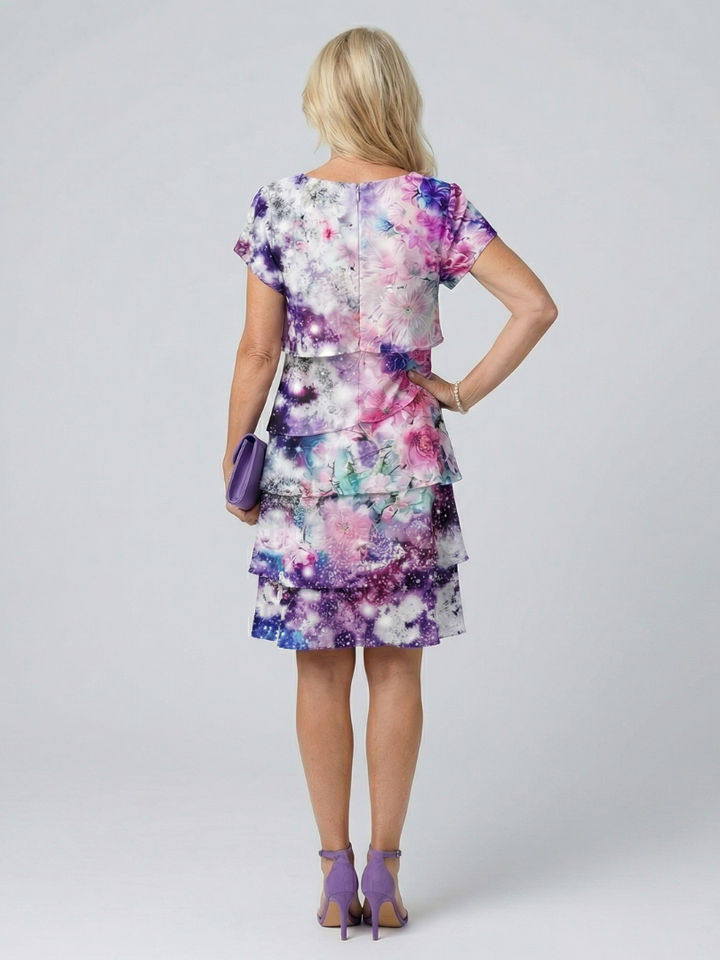 Romantic Garden Party Floral Knee-Length Dress