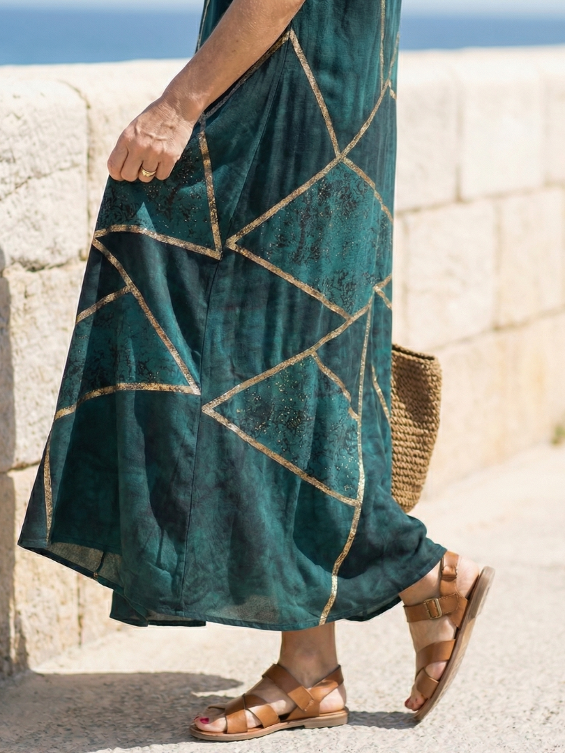 Seaside Serenity Flowy Brunch Midi Dress