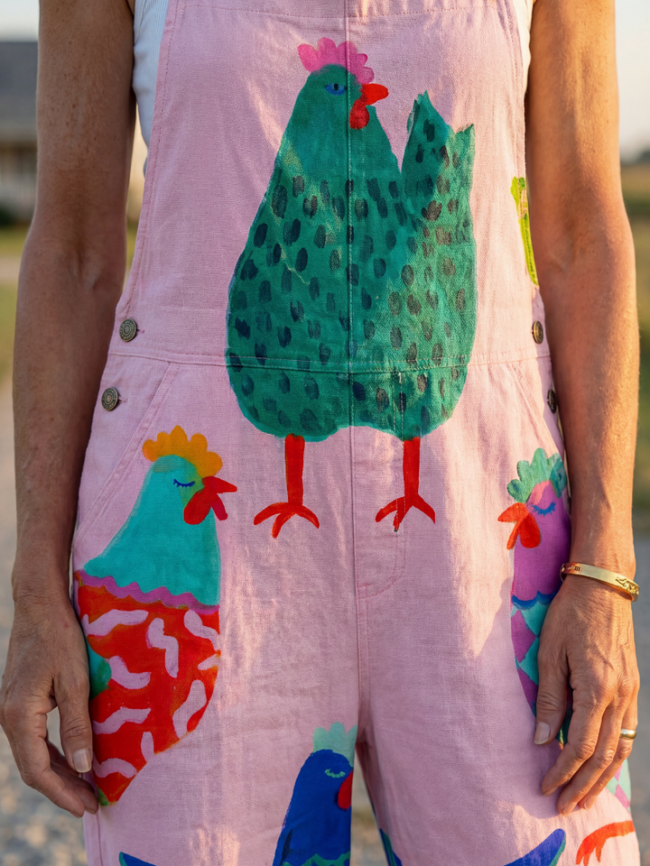 Conversation-Starting Hen-Print Brunch Jumpsuit