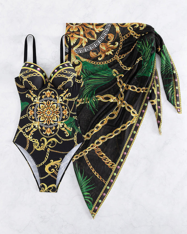 Darius One-Piece Push-Up Swimsuit with Matching Sarong
