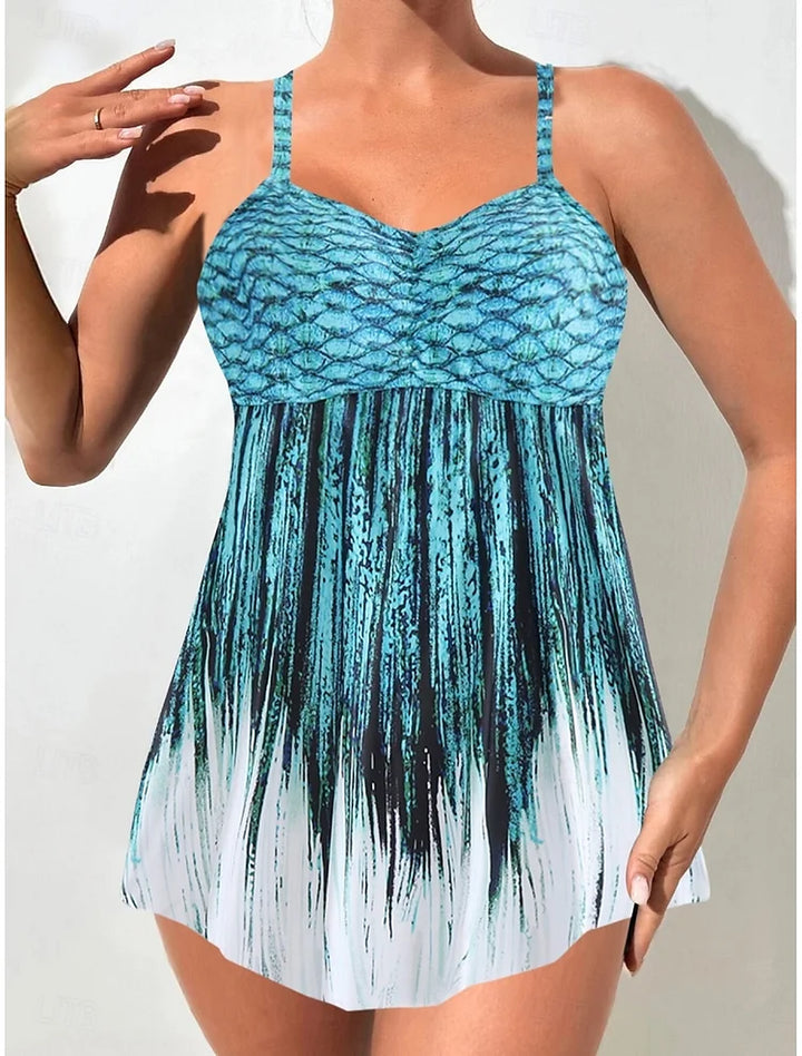 Perla Mermaid-Print Tummy-Control Swimsuit Set