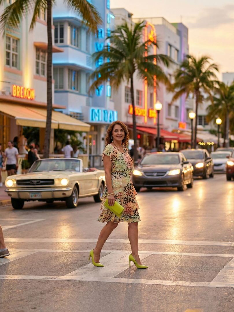 Office-Ready Structured Abstract Knee-Length Dress